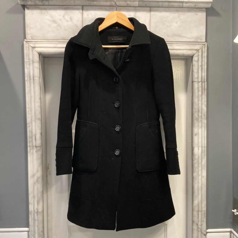 Black Elie Tahari 100% wool coat, size 2